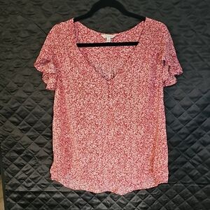 Lucky Brand Red Floral Blouse